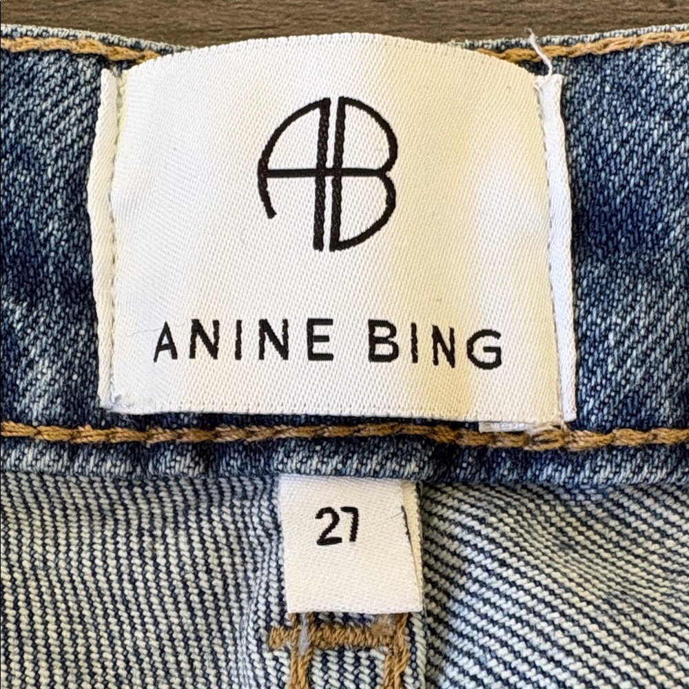 Anine Bing Distressed Button Fly Blue Flare Jeans Size 27 - Picture 8 of 16